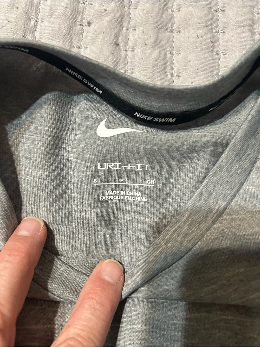 Nike Men's Light Gray Dri-FIT Short Sleeve Swim Tee